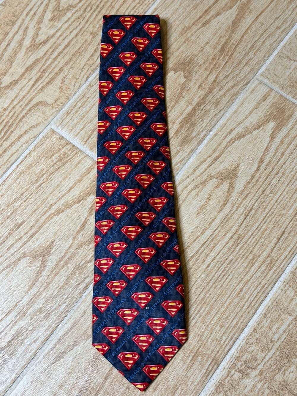 DC Comics Vintage 1999 Superman Logo All Over Print Men's Necktie